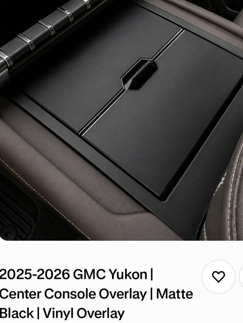 Matte Black Center Console Overlay for Yukon (2025-2026)